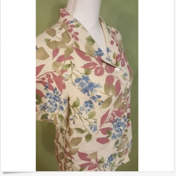 Caribbean Joe Blouse Womens Large Linen Hawaiian - Picture 4 of 7